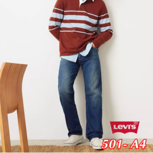 Home quần jean nam levis 501 501 a4 – wash xanh – dáng Đứng – cài nút – big size